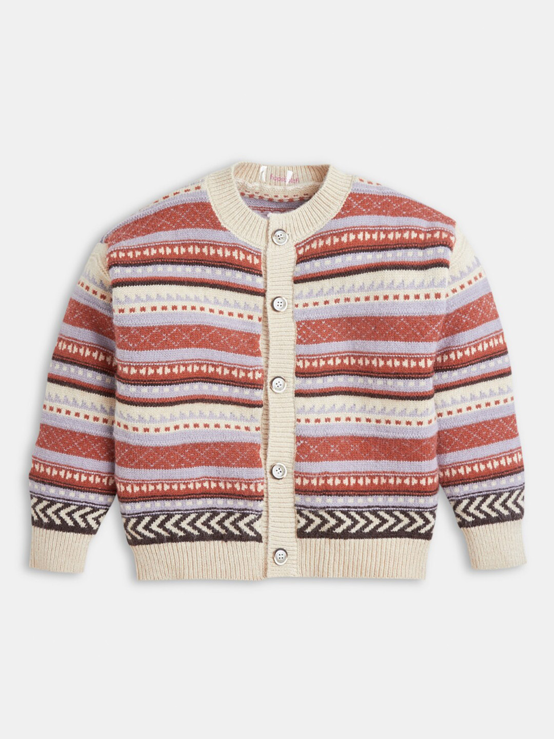 

Hopscotch Girls Fair Isle Printed Cardigan, Red