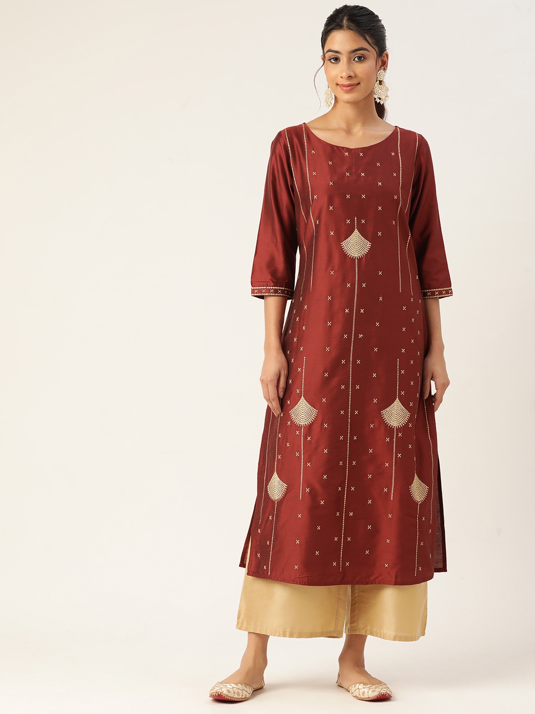 

ZIZO By Namrata Bajaj Women Ethnic Motifs Embroidered Kurta, Maroon
