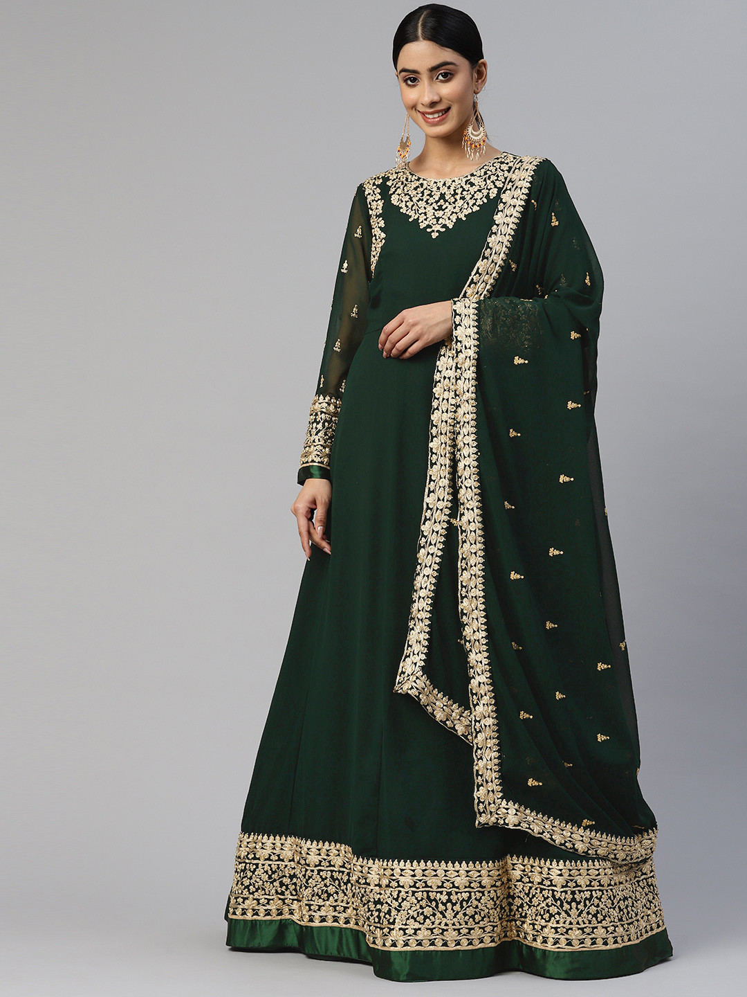 

Readiprint Fashions Embroidered Semi-Stitched Dress Material, Green