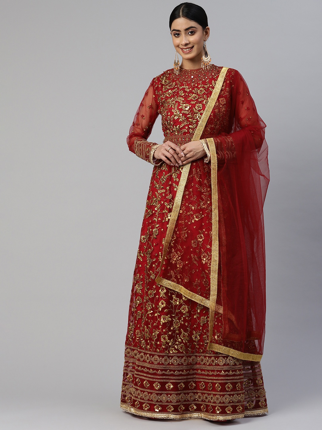 

Readiprint Fashions Embroidered Semi-Stitched Dress Material, Maroon