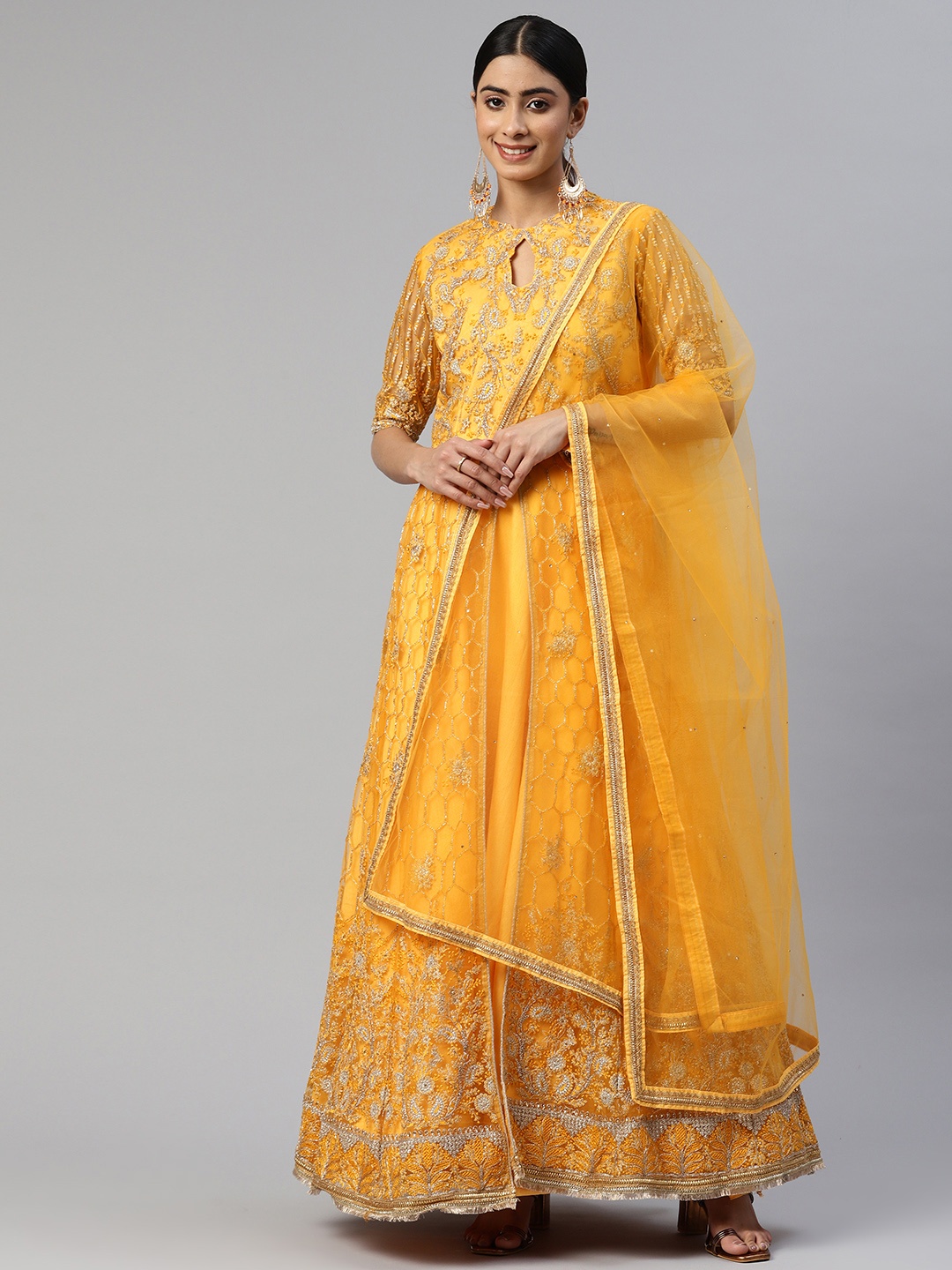 

Readiprint Fashions Embroidered Semi-Stitched Dress Material, Mustard