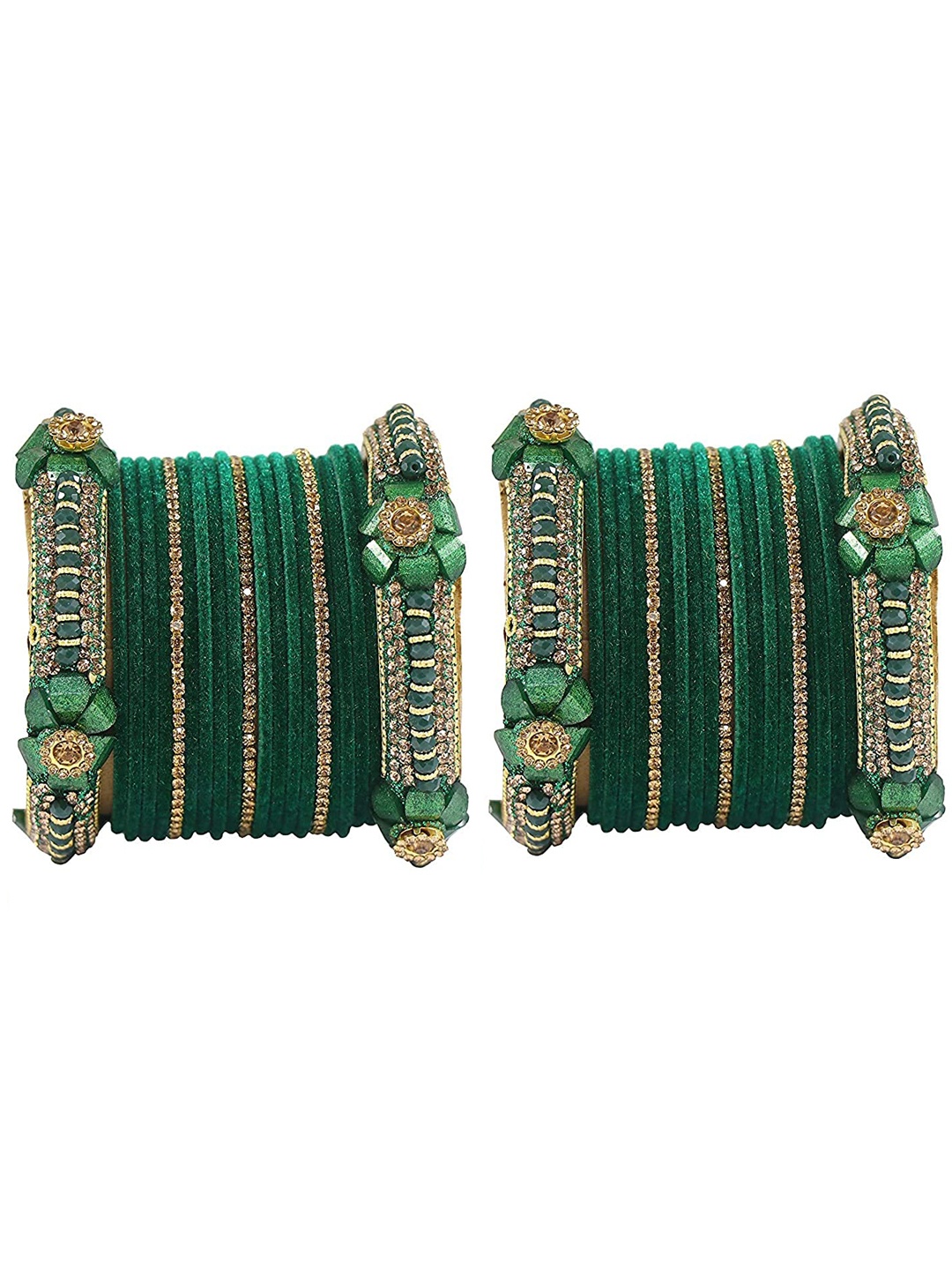 

NMII Set of 42 Cubic Zirconia-Studded Bangle Set, Green