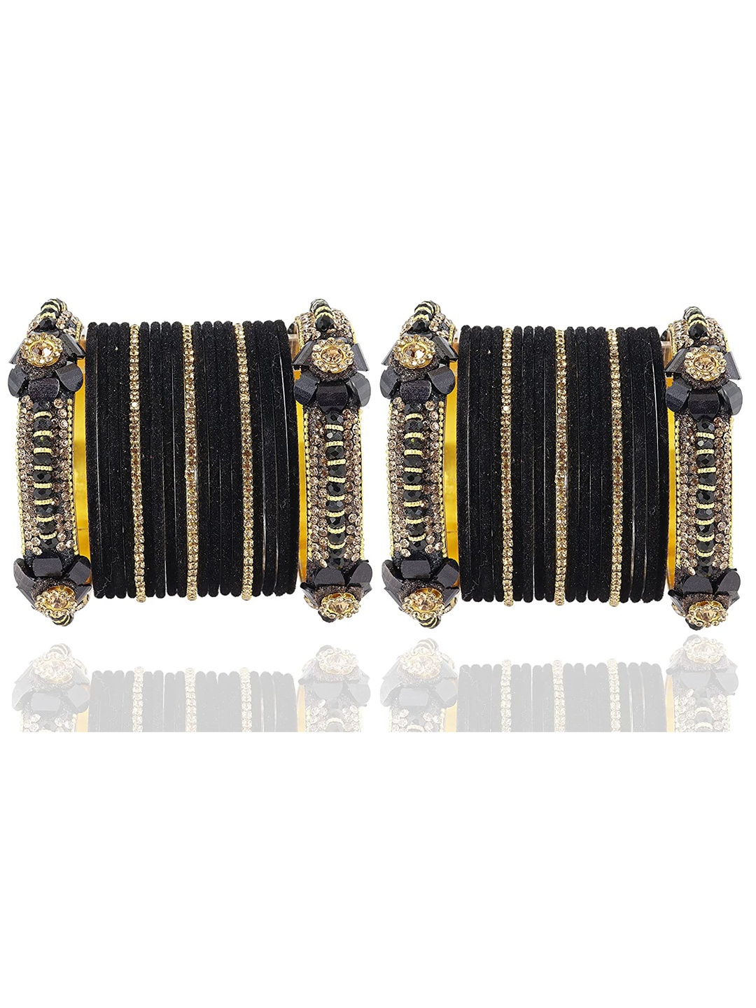 

NMII Set of 42 Zircon Studded Bangles, Black