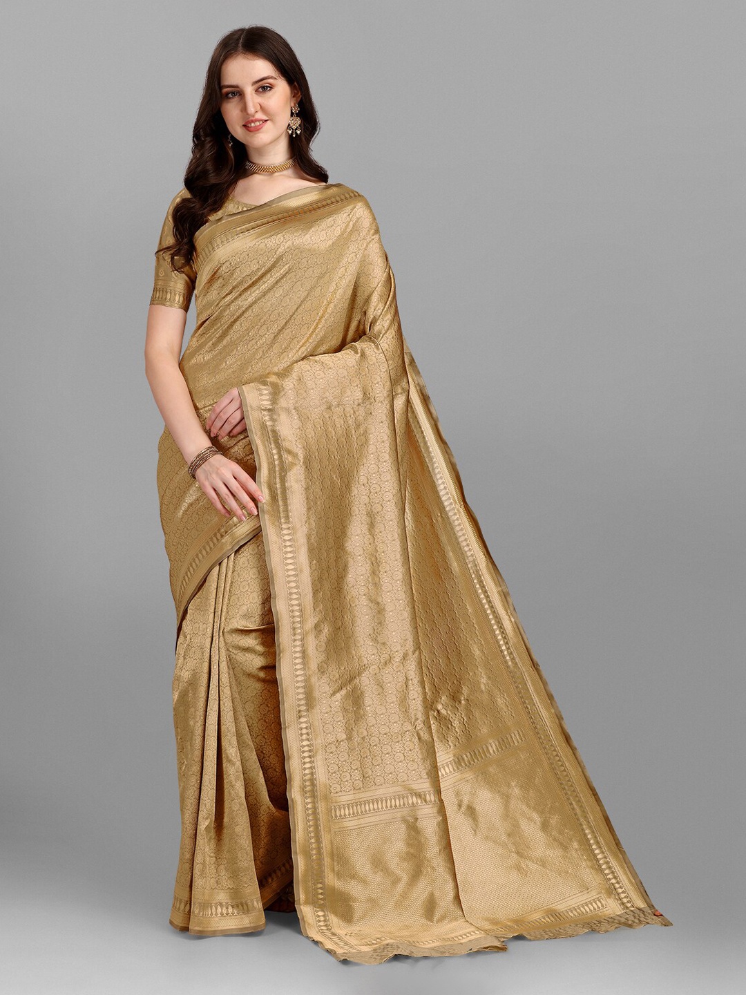 

Fashionuma Ethnic Motifs Woven Design Saree, Gold