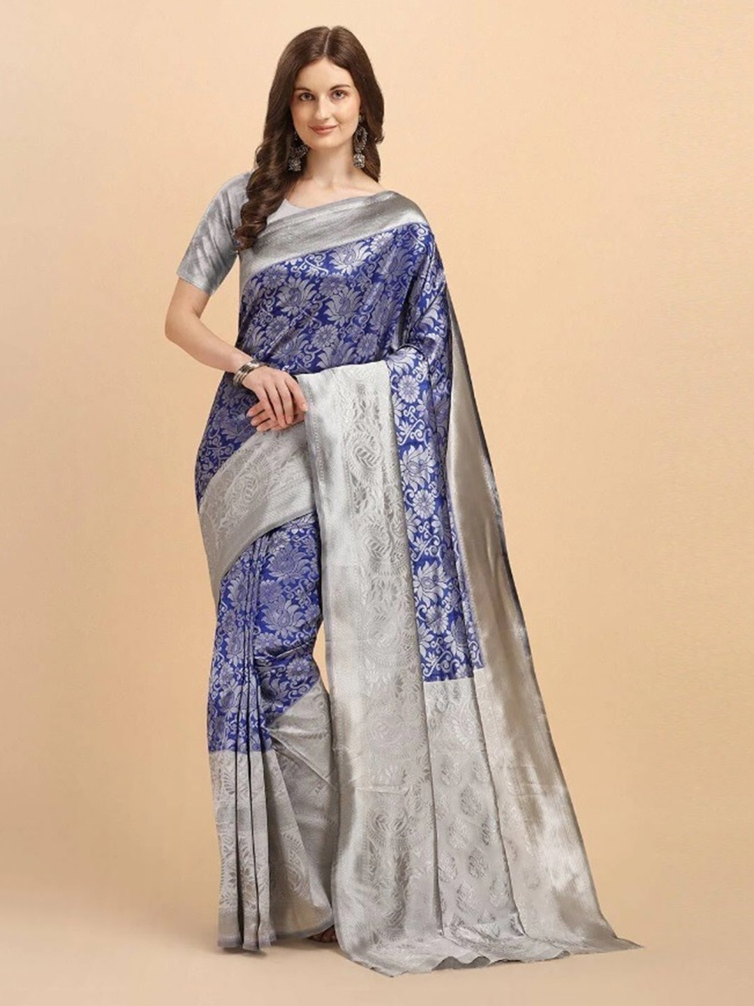 

Fashionuma Floral Woven Design Saree, Blue