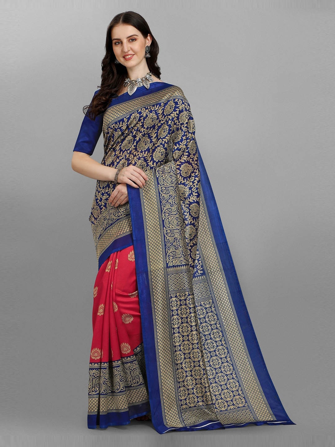 

Fashionuma Ethnic Motifs Woven Design Saree, Blue