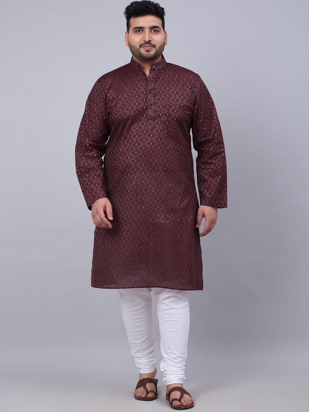 

KLOTTHE Men Plus Size Printed Cotton Straight Kurta, Maroon