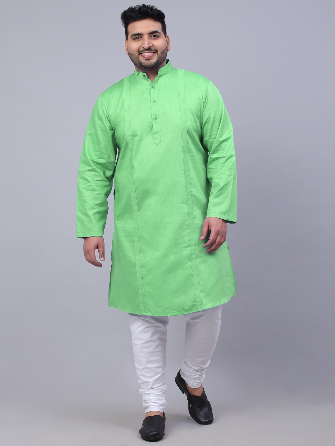 

KLOTTHE Plus Size Straight Mandarin Collar Straight Kurta, Green