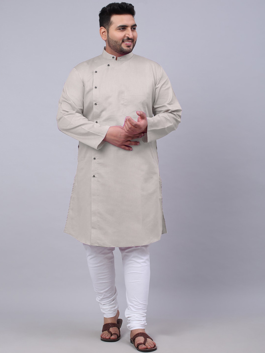 

KLOTTHE Men Plus Size Straight Cotton Kurta, Beige