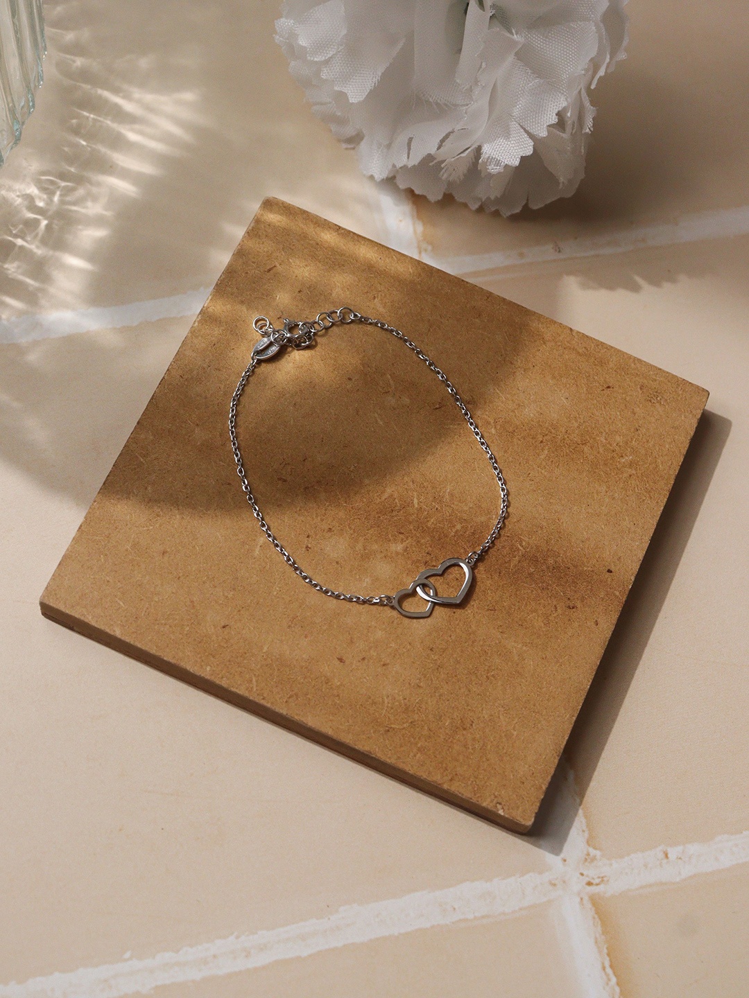 

CURIO COTTAGE Women Heart In Heart Silver Rhodium-Plated Charm Bracelet