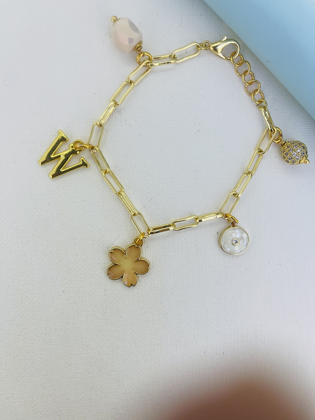 

CURIO COTTAGE Women Gold-Plated Stone Studded Link Bracelet
