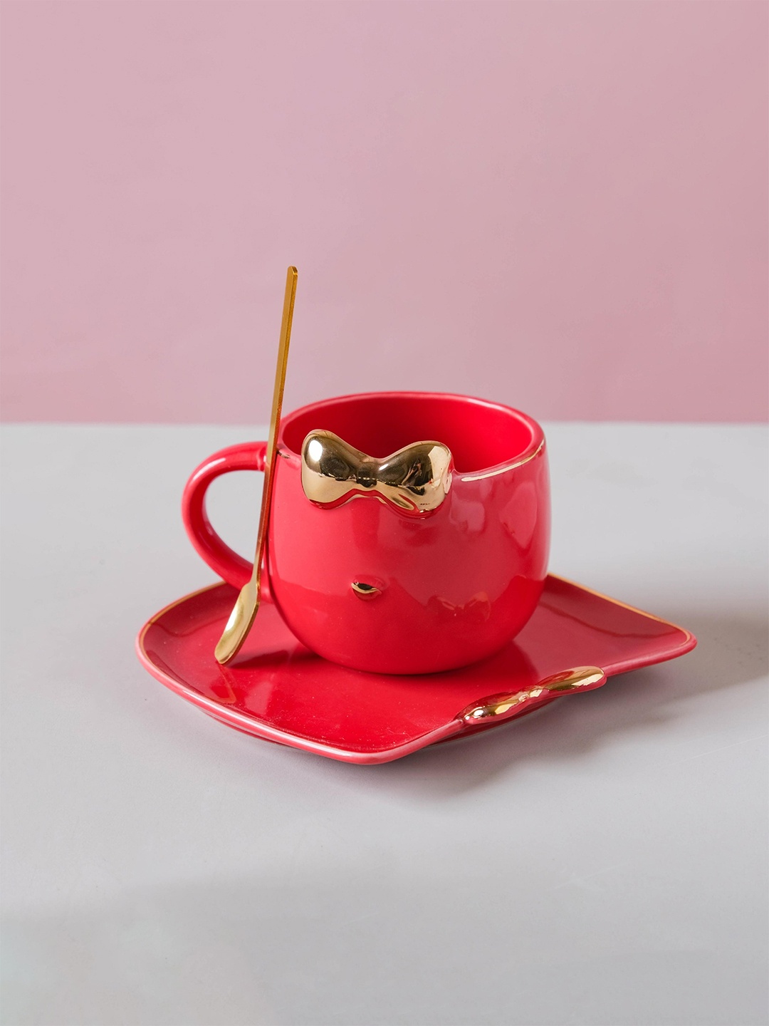 

Nestasia Red Hello Kitty Ceramic Glossy Mug with Plate & Spoon 200 ml