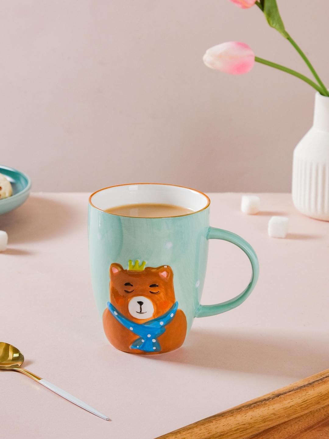 

Nestasia Fiesta Green & Brown Bear Safari Textured Ceramic Glossy Mug 400 ml