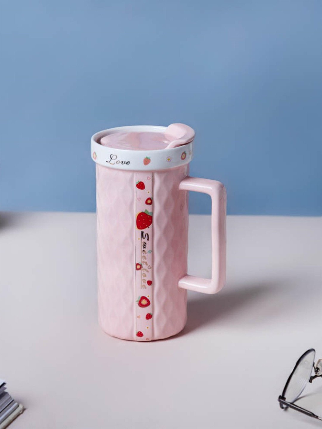 

Nestasia Pink & Red Textured Fruity Ceramic Tall Cup 550 ml