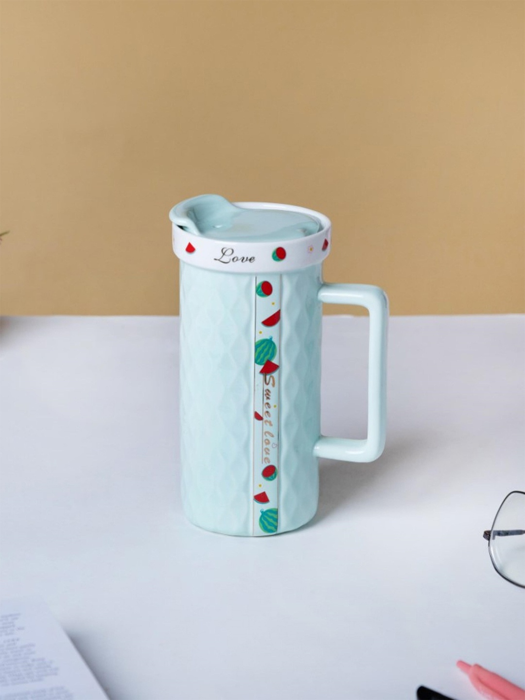 

Nestasia Mint Green & Red Watermelon Fruity Textured Ceramic Cup 550 ml