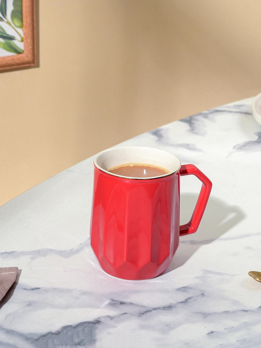 

Nestasia Flame Red Textured Ceramic Glossy Mug 350 ml