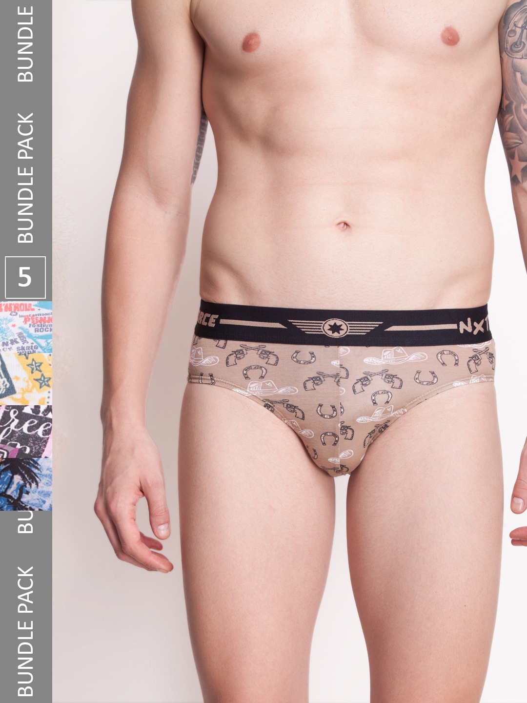 

Force NXT Men Pack Of 5 Assorted Cotton Basic Briefs