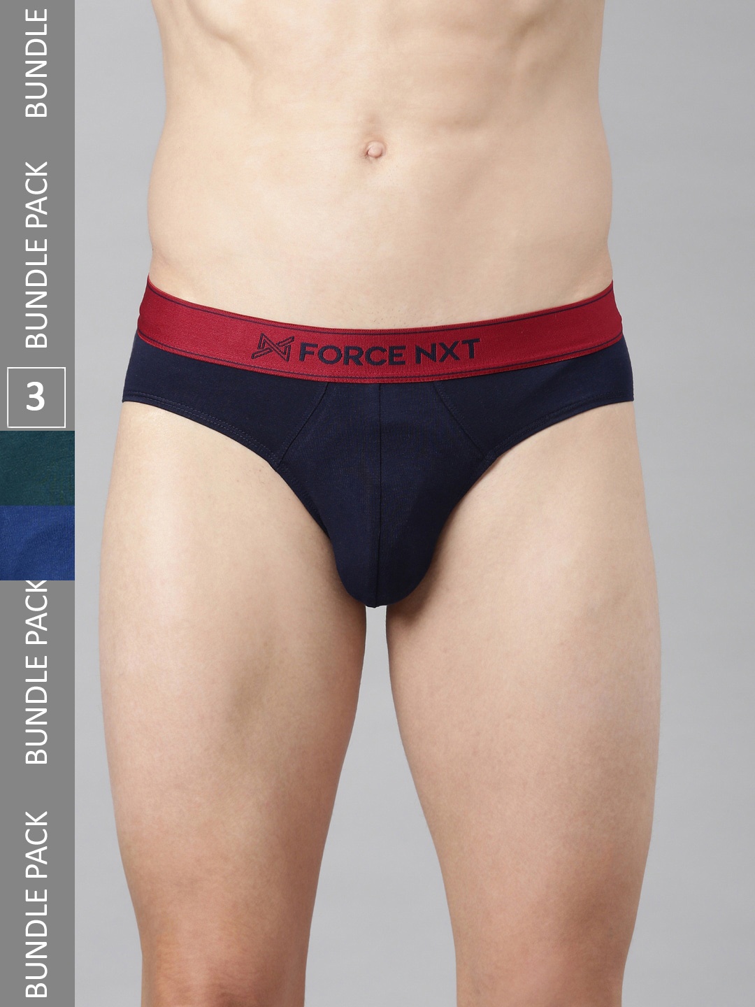 

Force NXT Men Pack Of 3 Assorted Cotton Basic Briefs