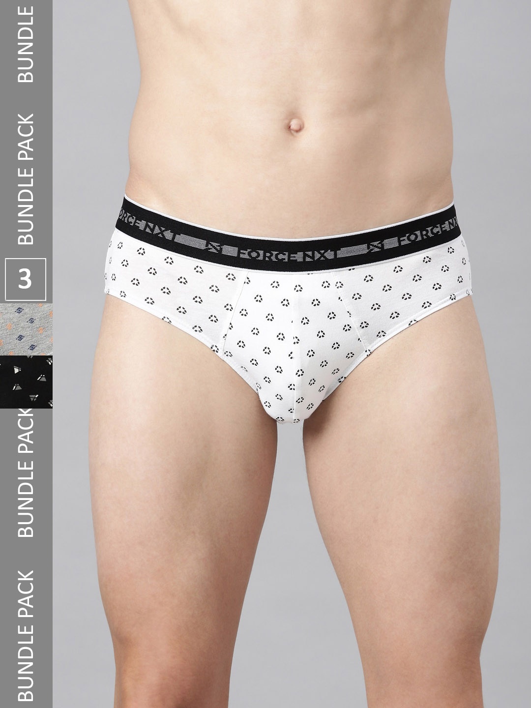 Force NXT Men Pack Of 3 Geometric Printed Assorted Basic Briefs MNFF-116-R3