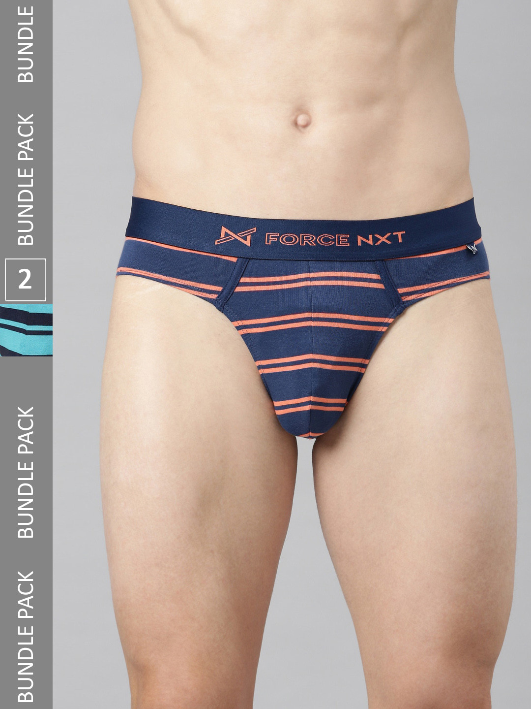 

Force NXT Men Pack Of 2 Striped Assorted Basic Briefs MNFL-56-R3