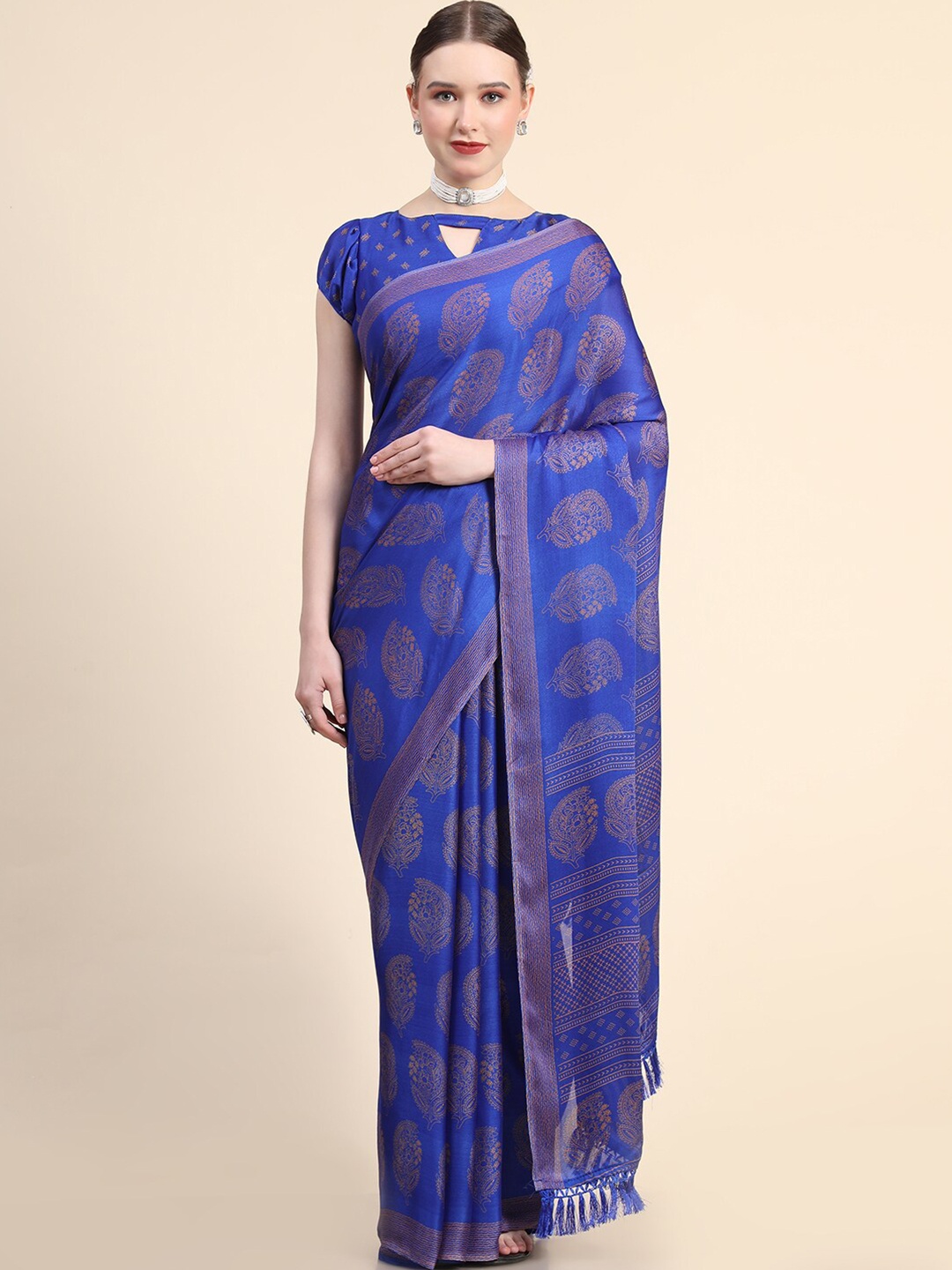 

Leeza Store Paisley Printed Saree, Blue