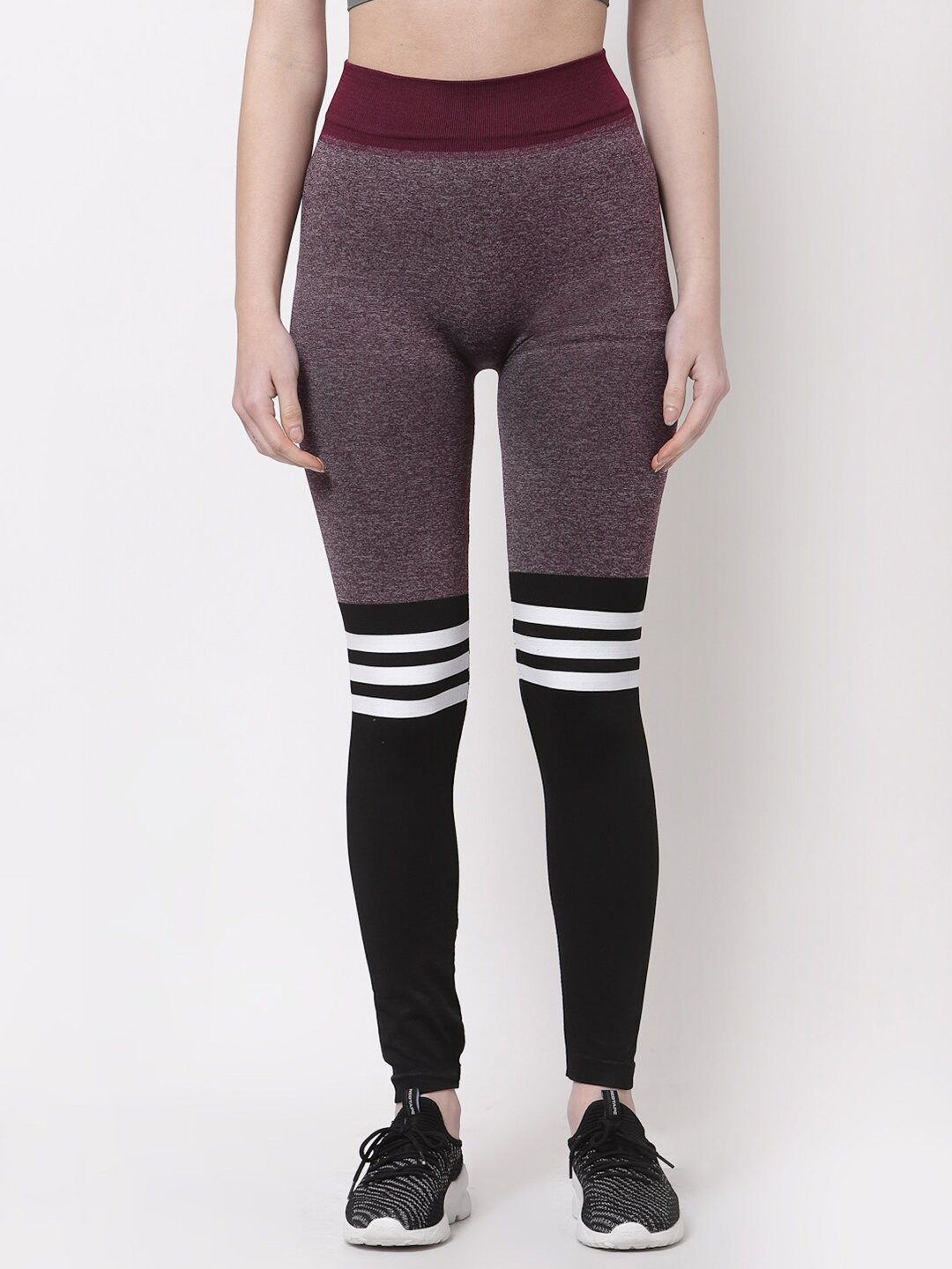 

KLOTTHE Colourblocked Skinny Fit Jeggings, Maroon