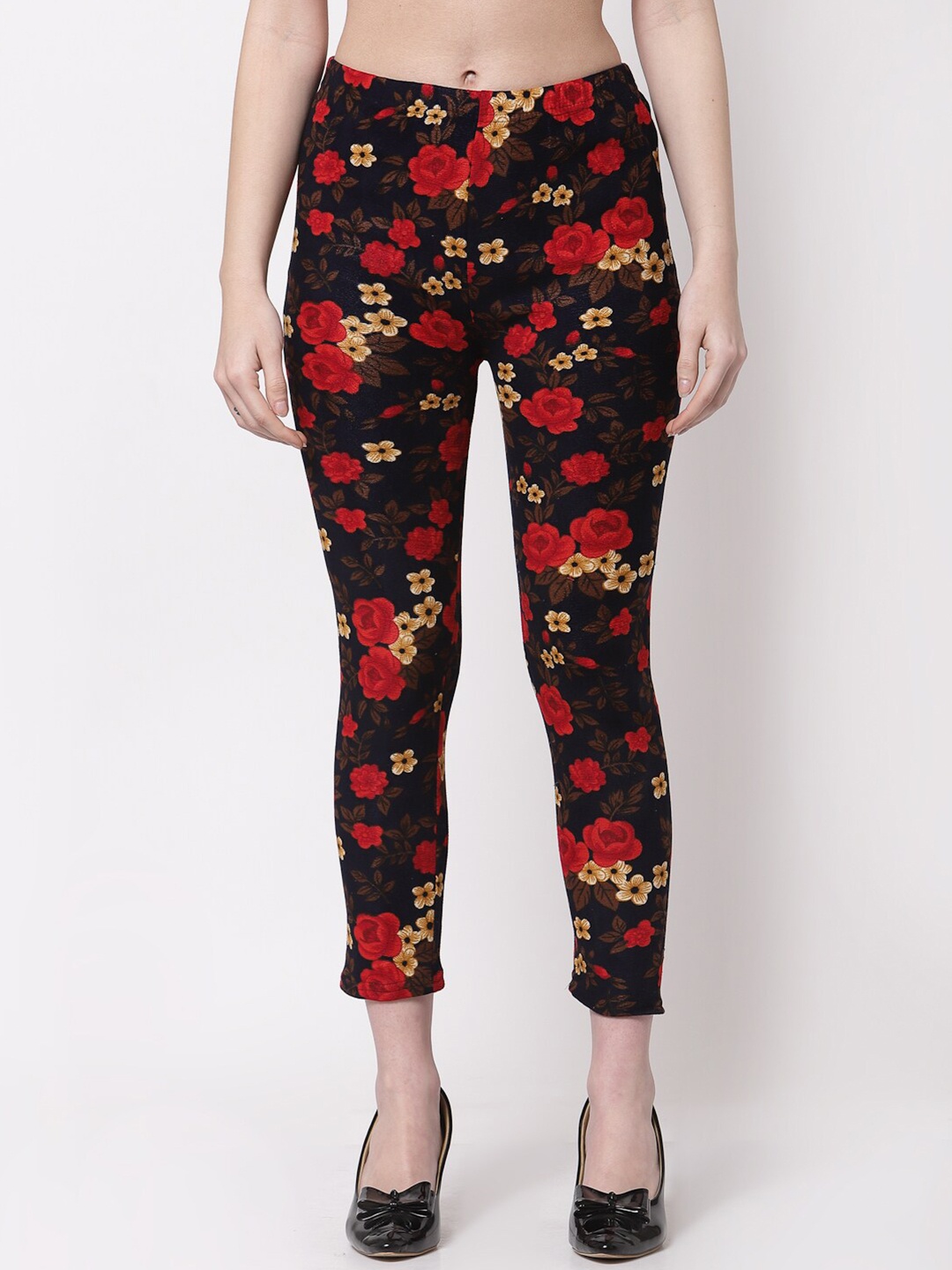 KLOTTHE Women Printed Skinny Fit Woolen Jeggings, Navy blue