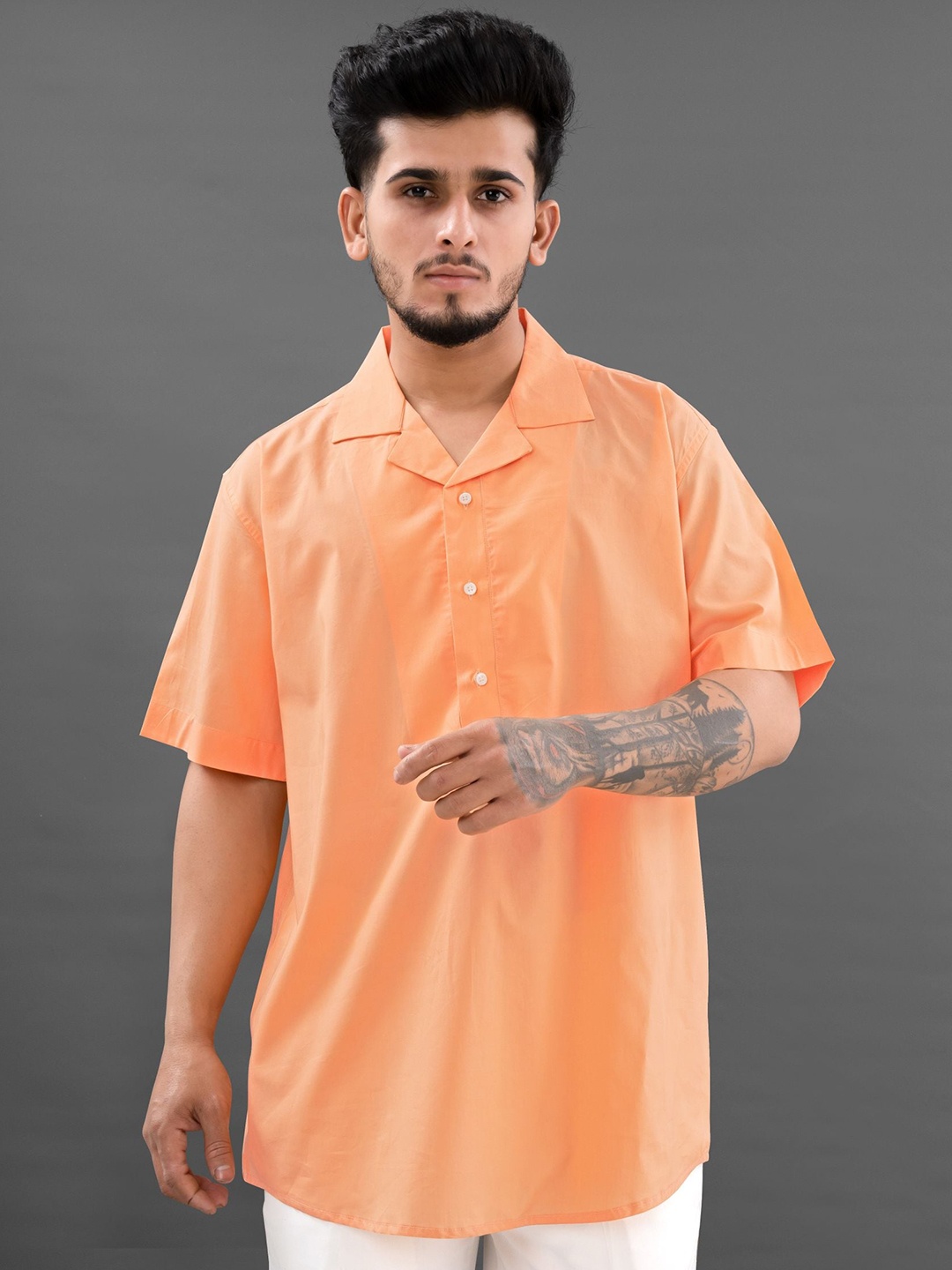 

FRENCH CROWN Men Standard Casual Cotton Shirt, Orange