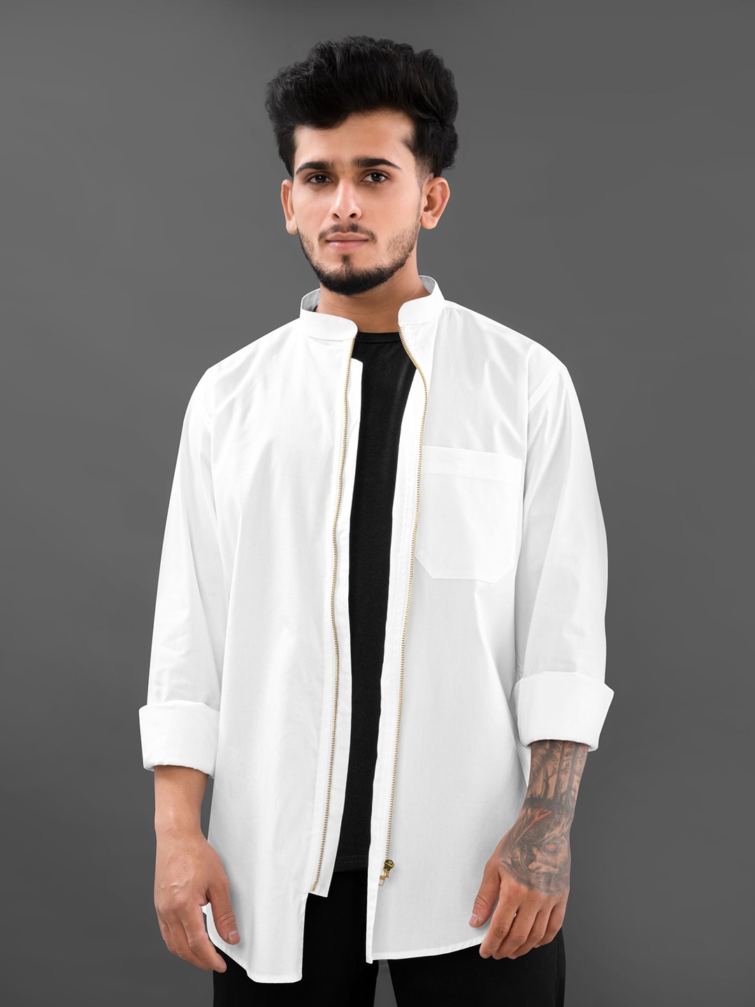 

FRENCH CROWN Men Standard Casual Cotton Shirt, White