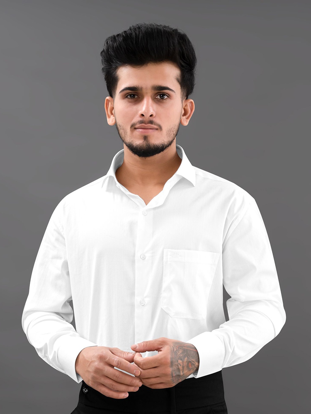 

FRENCH CROWN Men White Standard Casual Shirt