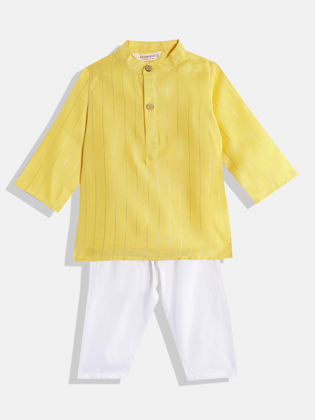 

Readiprint Fashions Boys Striped Pure Cotton Kurta With Pyjamas, Yellow