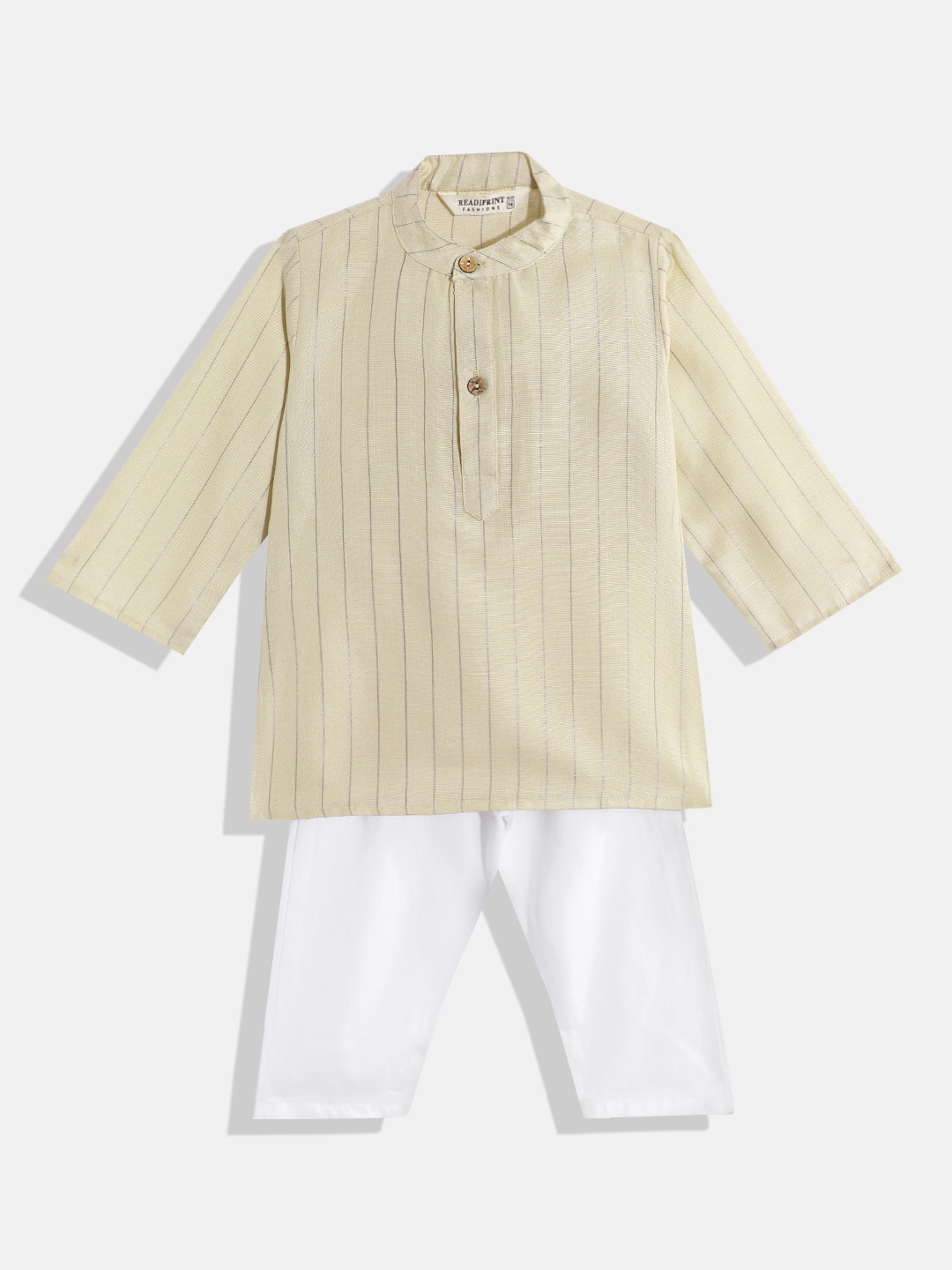 

Readiprint Fashions Boys Striped Pure Cotton Kurta With Pyjamas, Beige