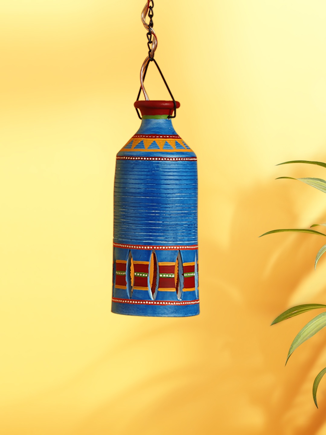 

ExclusiveLane Azure Blue Bottle Shaped Terracotta Hanging Light