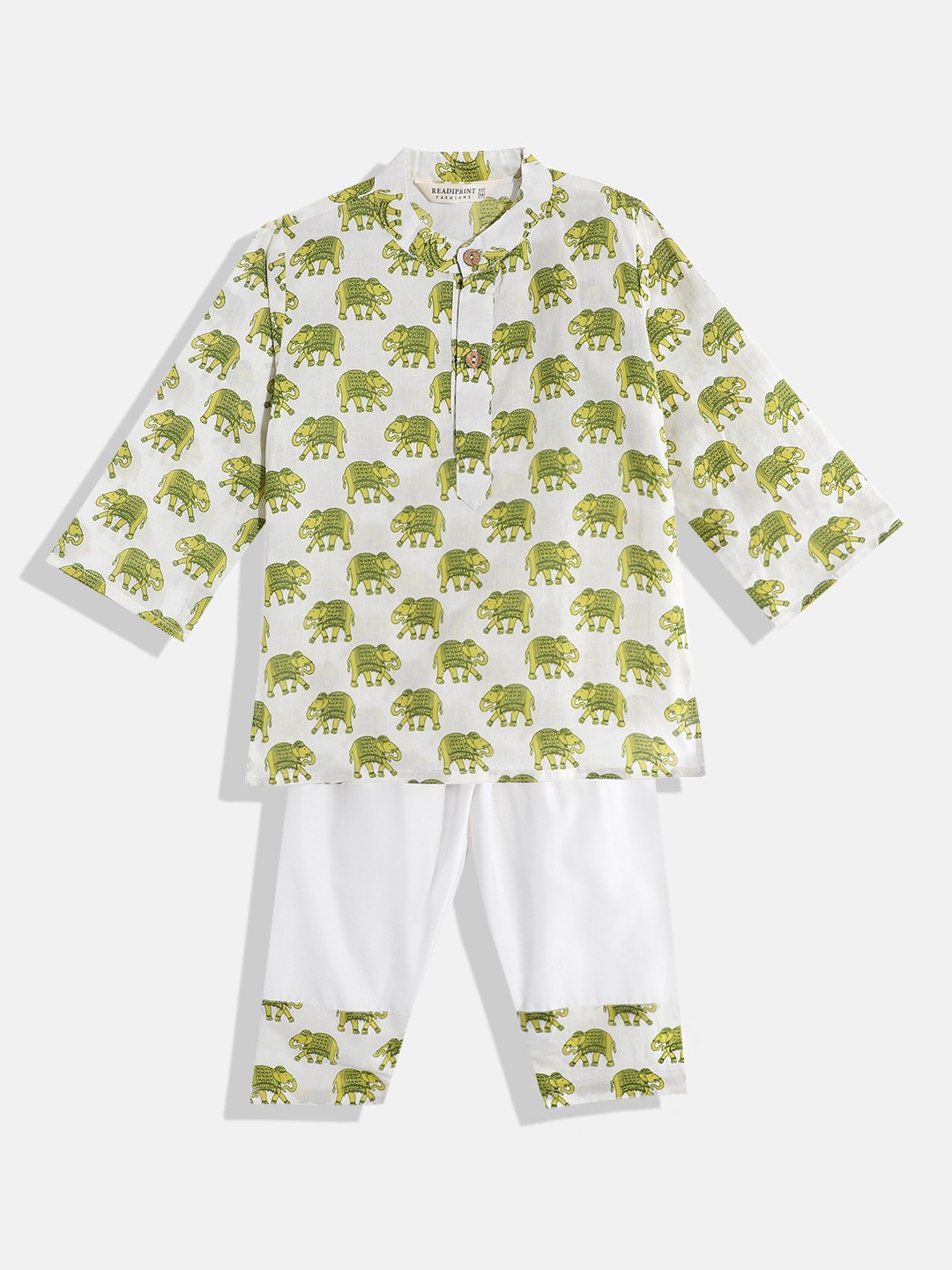 

Readiprint Fashions Boys Printed Pure Cotton Kurta With Pyjamas, White