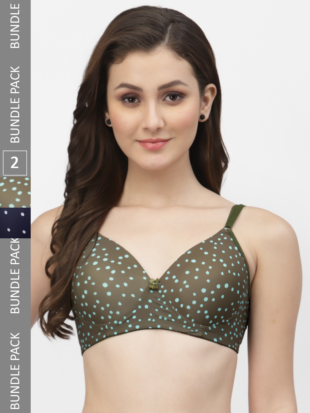 

CUKOO Navy Blue & Green Bra Lightly Padded