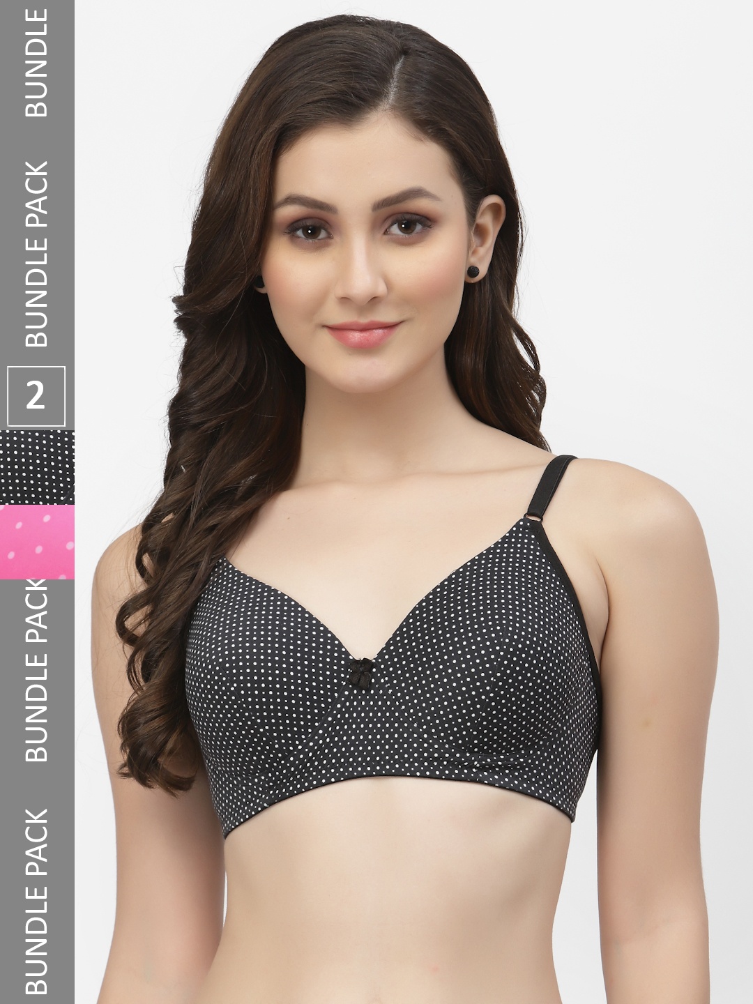 

CUKOO Pack of 2 Lightly Padded Non-Wired All Day Comfort Everyday Bra, Pink