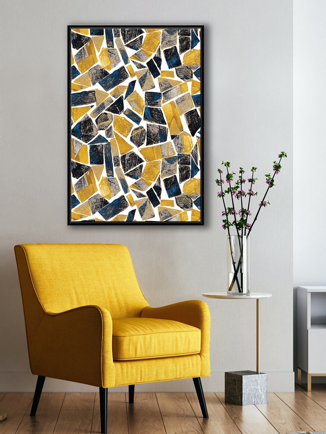 

999Store Blue & Gold Geometric Modern Painting Canvas Wall Art