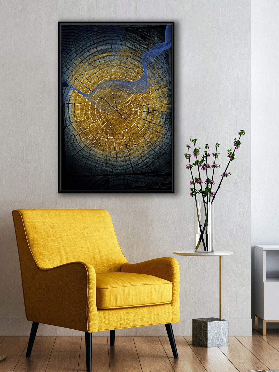 

999Store Modern Classical Black & Yellow Abstract Painting Framed Wall Art