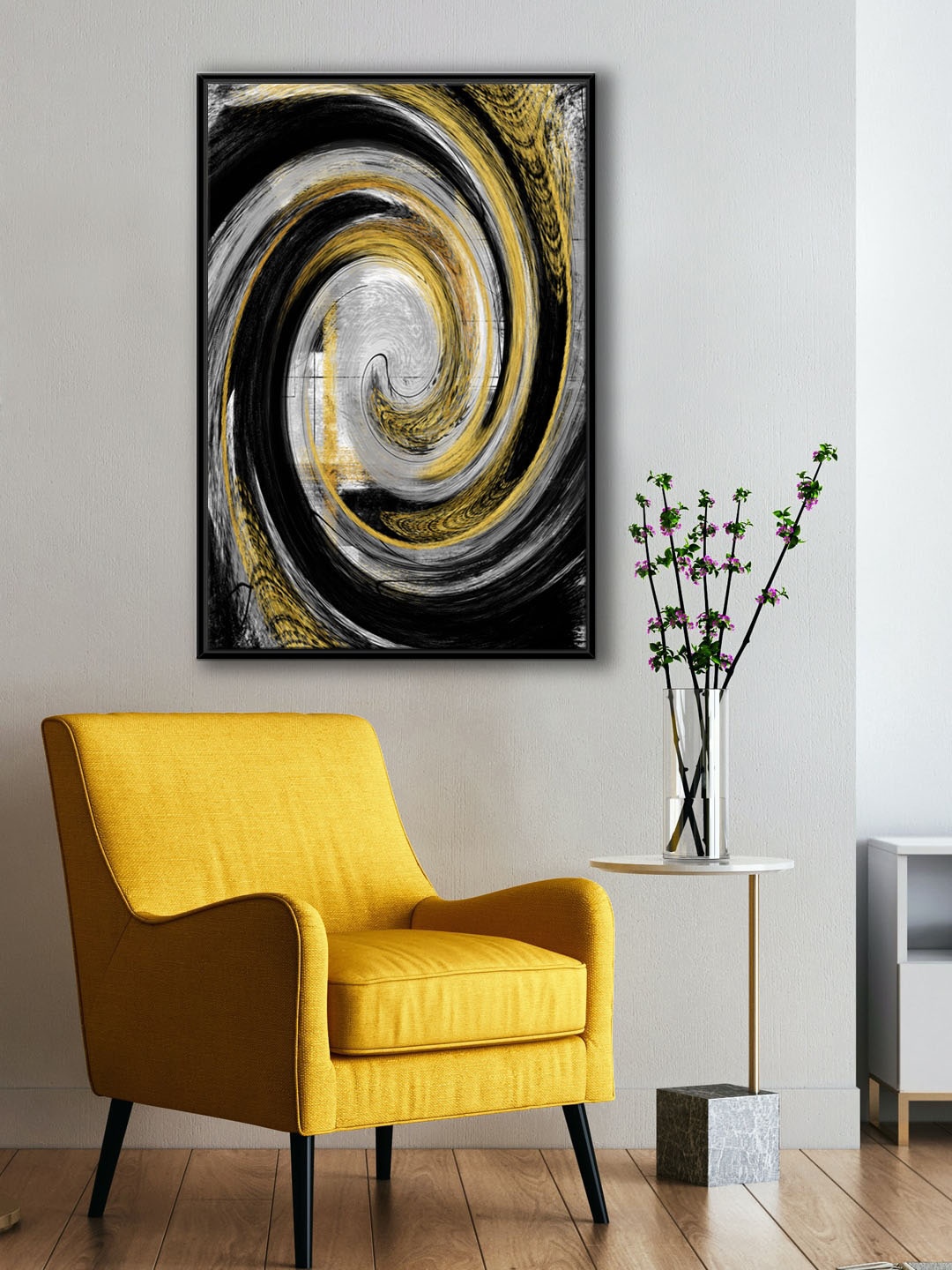 

999Store Black & Gold-coloured Abstract Painting Wall Art
