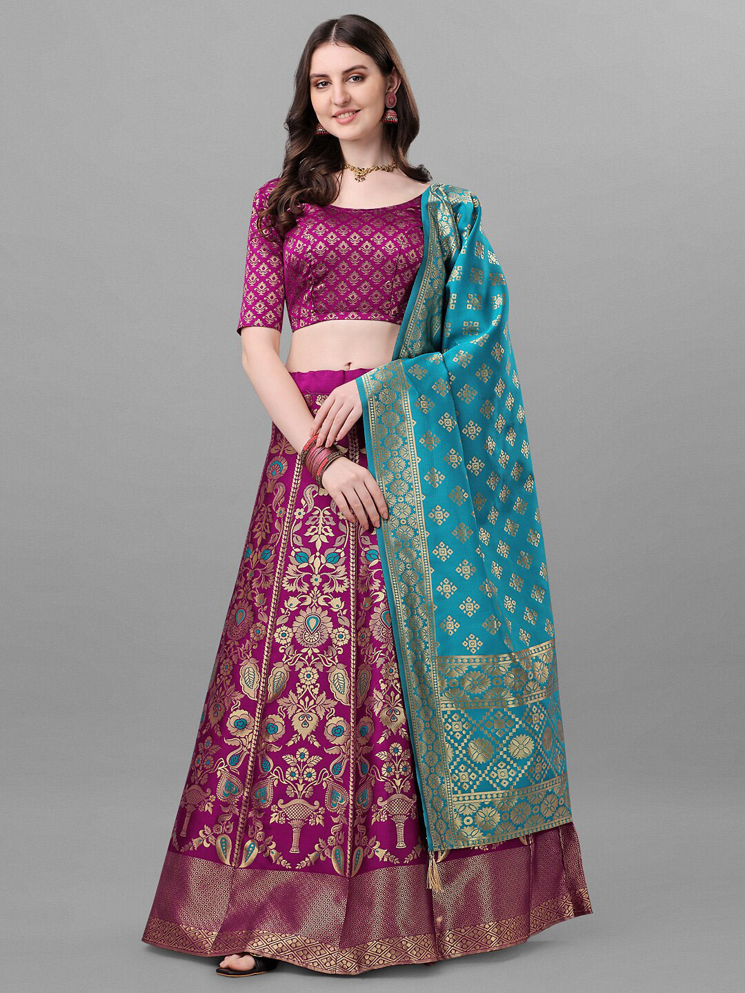 

Fashionuma Semi-Stitched Lehenga Set, Purple