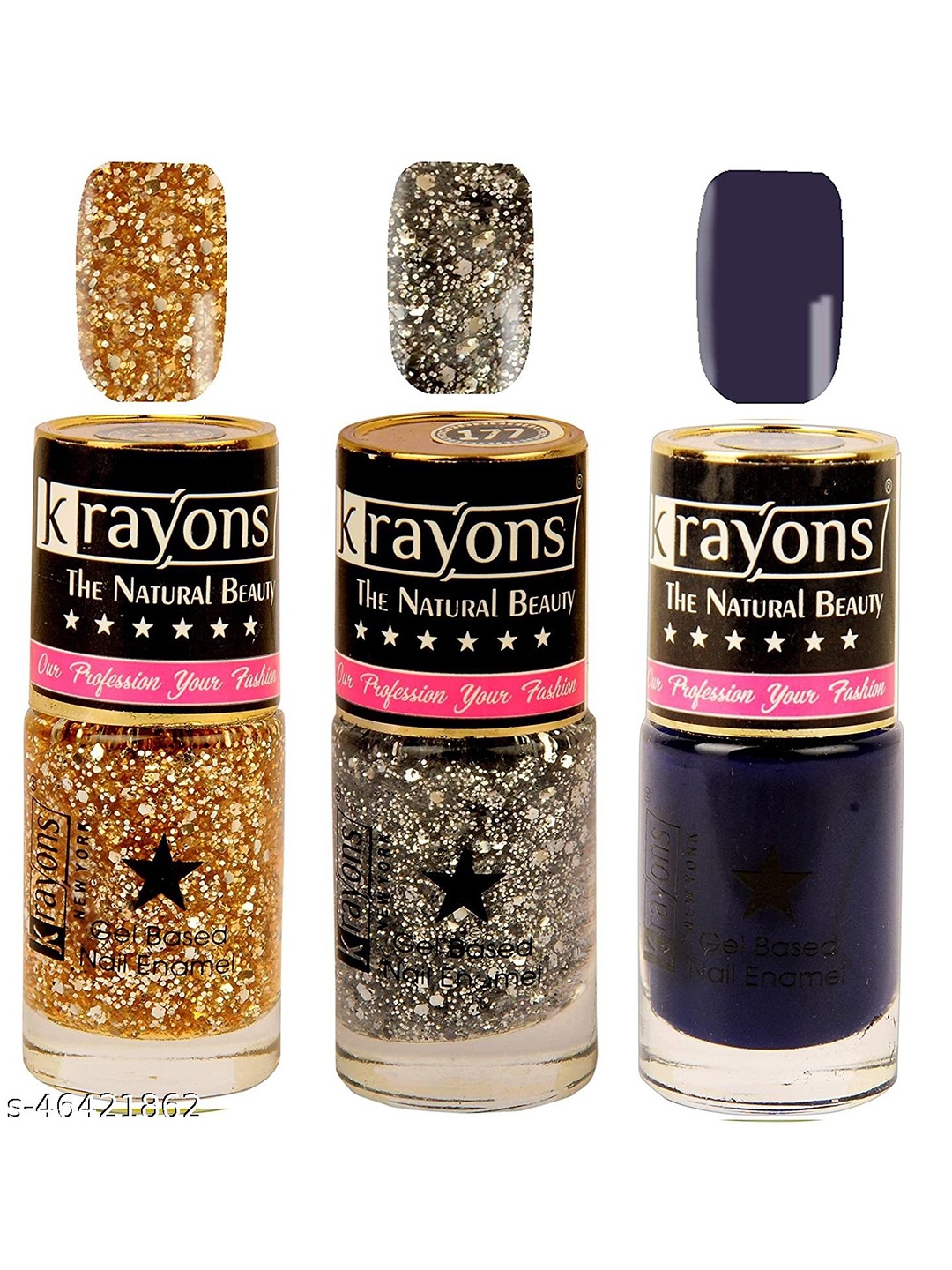 

krayons Set of 3 The Natural Beauty Gel Based Long Lasting Nail Enamel - 6 ml Each, Gold