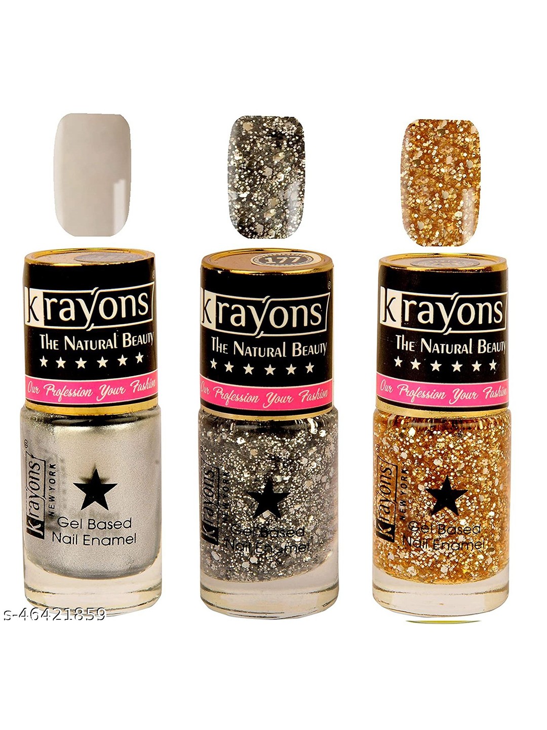 

krayons Set of 3 The Natural Beauty Gel Based Long Lasting Nail Enamel - 6 ml Each, Gold