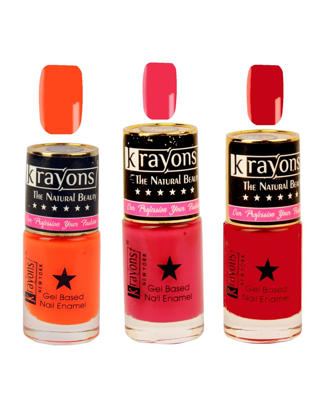 

krayons Set of 3 The Natural Beauty Gel Based Long Lasting Nail Enamel - 6 ml Each, Orange