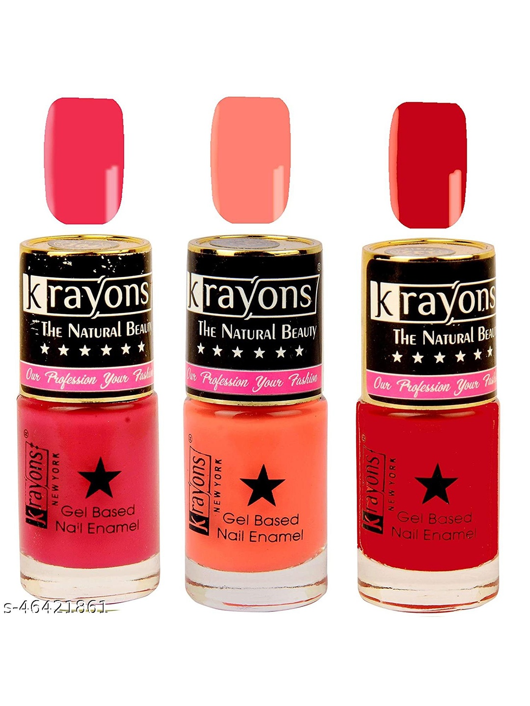 

krayons Set of 3 The Natural Beauty Gel Based Long Lasting Nail Enamel - 6 ml Each, Pink