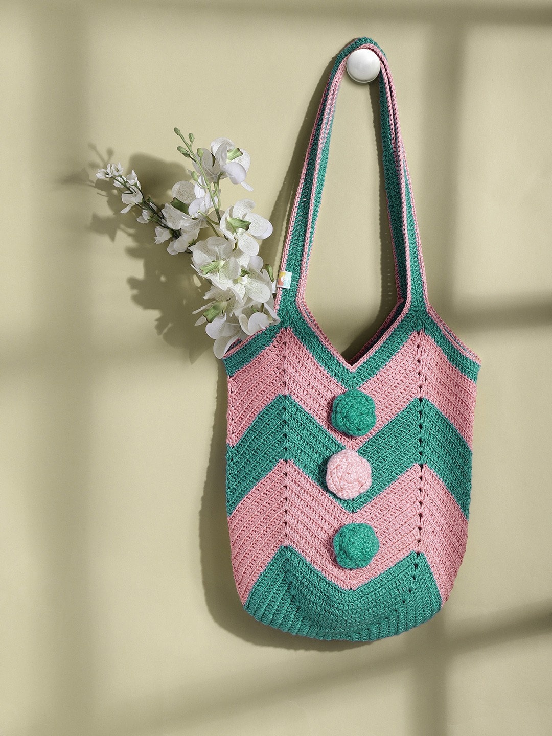 

Magic Needles Printed Swagger Tote Bag, Pink