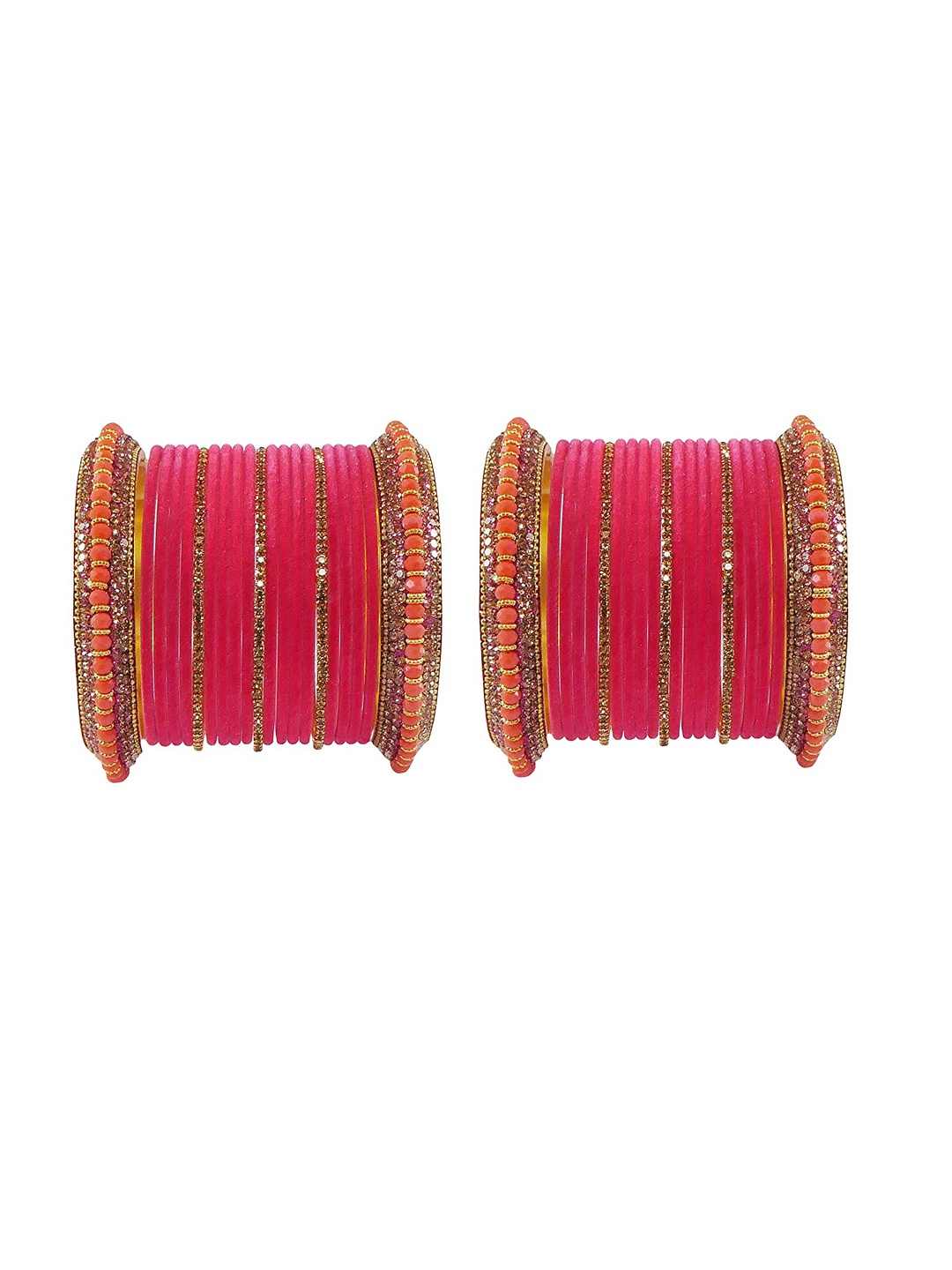 

NMII 42 Pieces Zircon Studded Chuda Bangles, Rose gold