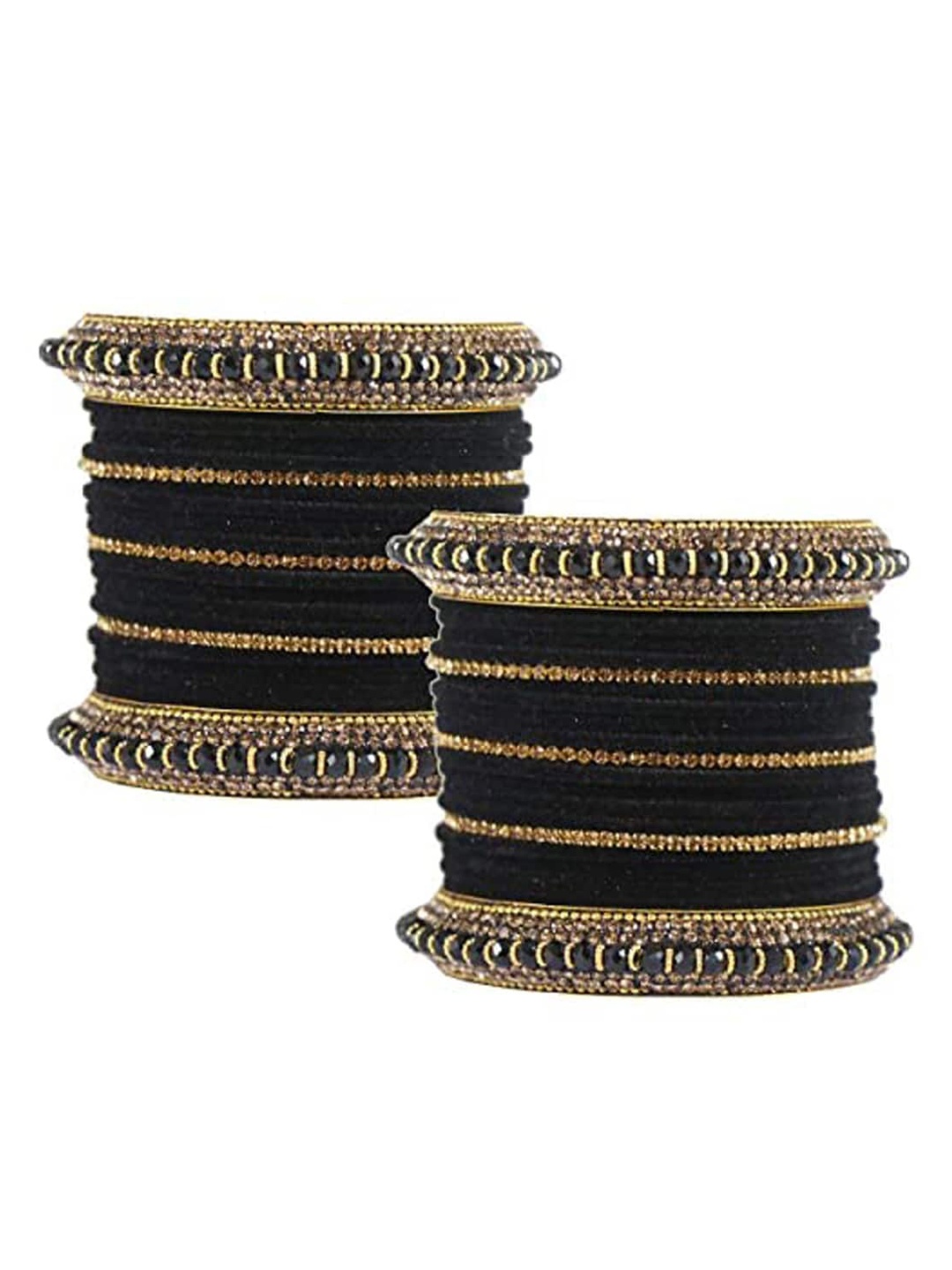 

NMII Set Of 42 Zircon Studded Velvet Bangle Set, Black