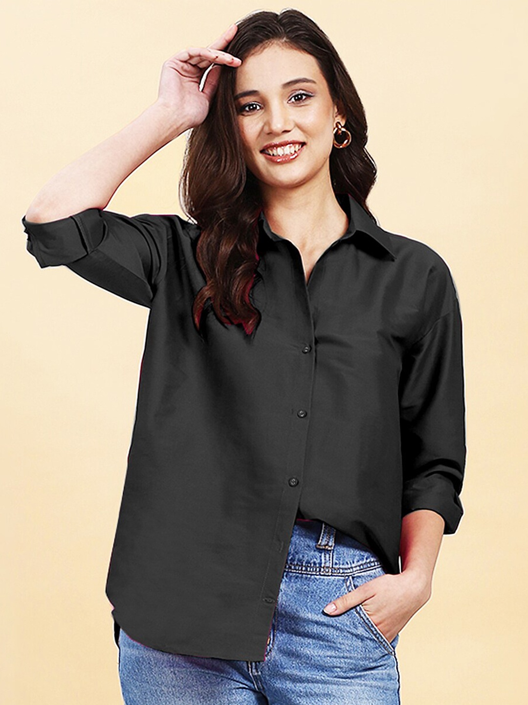 

A.T.U.N. Women Relaxed Casual Shirt, Black