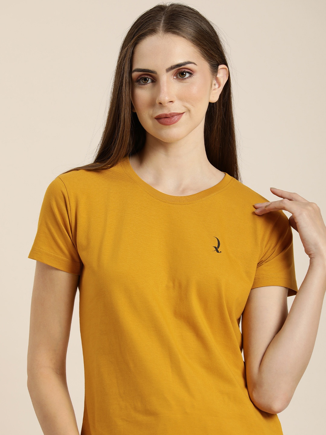 

DILLINGER Solid Pure Cotton Regular Fit T-shirt, Mustard