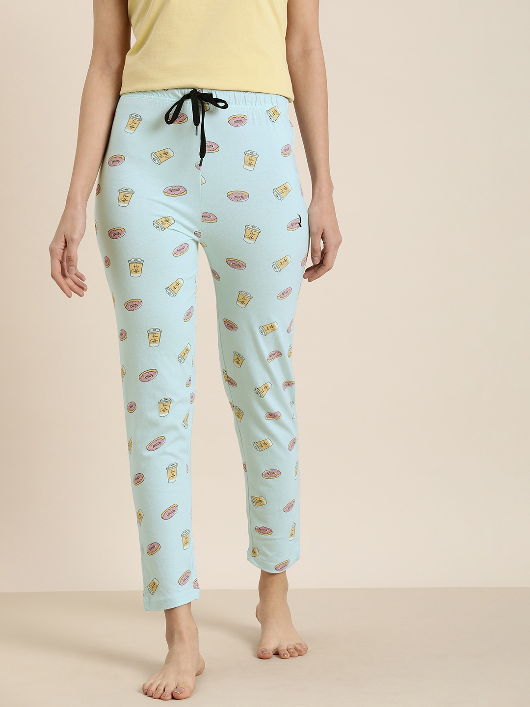 

DILLINGER Women Printed Pure Cotton Lounge Pants, Blue